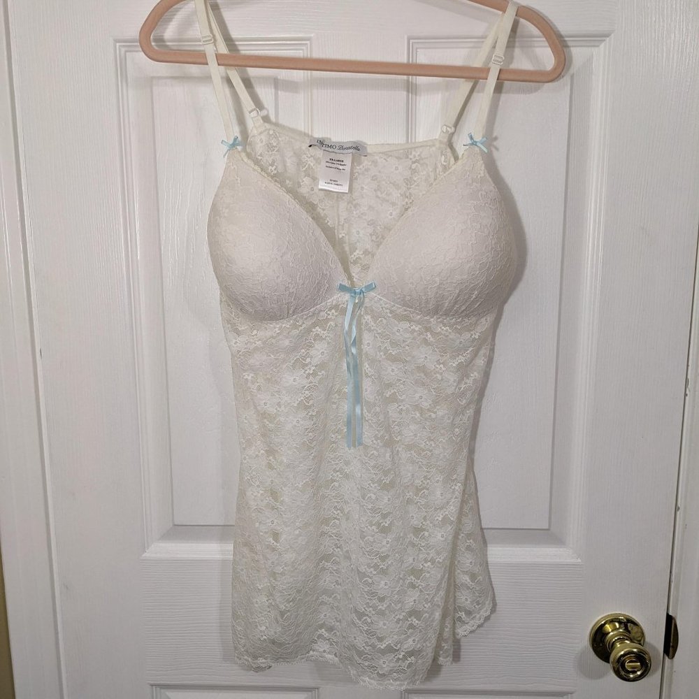 Intimo Donatella Off-White Lace Baby Blue Details Babydoll Lingerie - size XXL